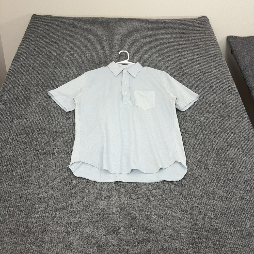 Buck Mason Polo Shirt Mens M Light Blue 100% Cotton Short Sleeve Casual Classic